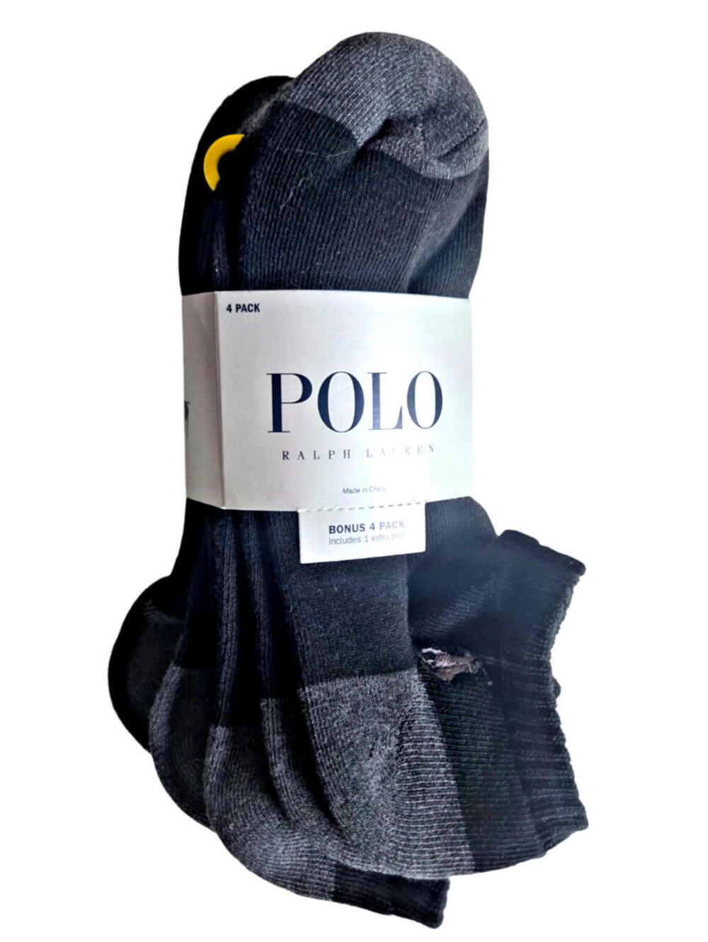 Polo Ralph Lauren Mens Low Cut Socks Black & Gray w/ Pony 4 pack NWT